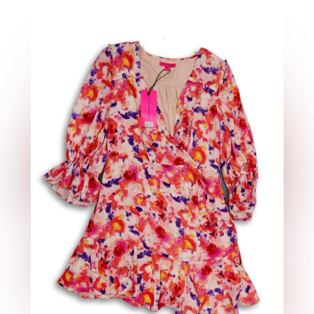 Multi colored Sunset floral ruffled wrap 👗 nwt
